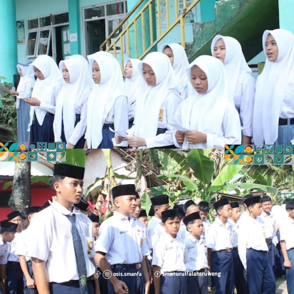 Siswa membacakan puisi di tengah lapangan upacara